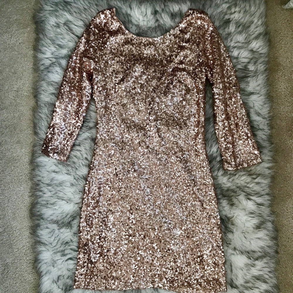 Dainty Hooligan Boutique Rose Gold Sequin Dress